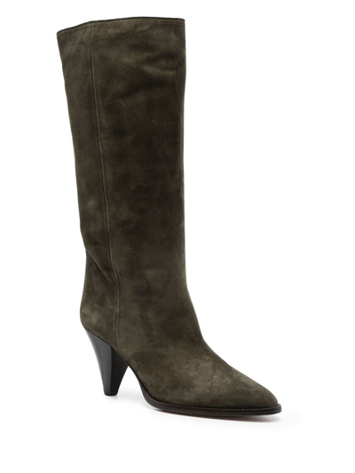 Shop Isabel Marant Rouxy Suede Knee-high Boots In Green