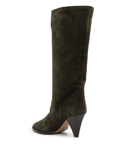 Shop Isabel Marant Rouxy Suede Knee-high Boots In Green