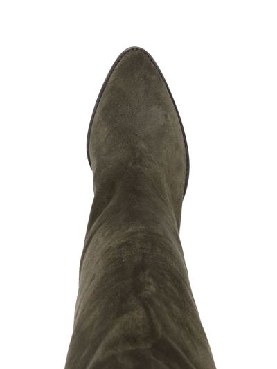 Isabel Marant Women's Rouxy Suede Pointed Toe Boots In Green