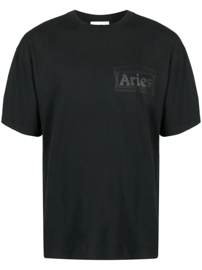 Shop Aries Logo-print T-shirt In Black