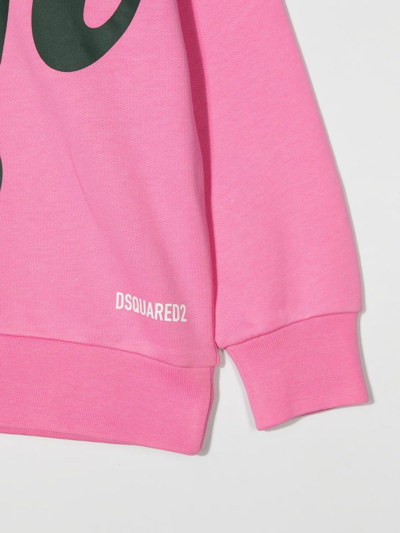 Shop Dsquared2 Text-print Crew-neck Sweatshirt In Pink