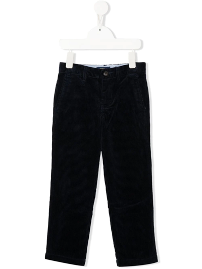 Shop Ralph Lauren Logo-embroidered Corduroy Trousers In Blue