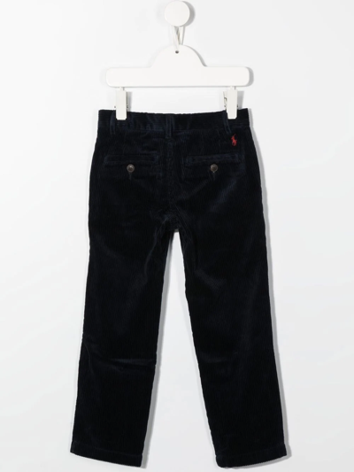 Shop Ralph Lauren Logo-embroidered Corduroy Trousers In Blue
