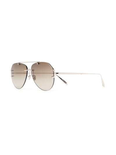 Shop Linda Farrow Duit Pilot-frame Sunglasses In Brown