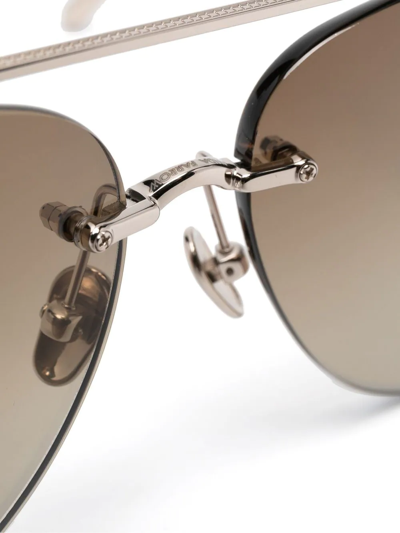 Shop Linda Farrow Duit Pilot-frame Sunglasses In Brown