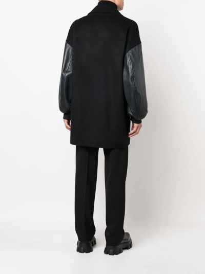 Alexander Mcqueen Leather-trim Double-breasted Jacket In Black