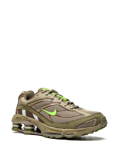 Shop Nike X Supreme Shox Ride 2 Sp "green" Sneakers In Neutrals