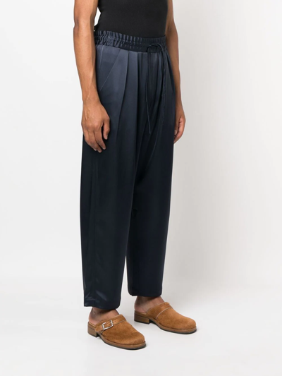 Shop Nanushka Elasticated-waist Cropped Trousers In Blue