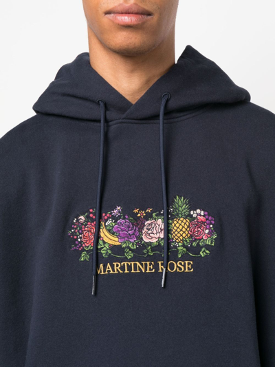 Shop Martine Rose Logo-embroidered Drawstring Hoodie In Blue