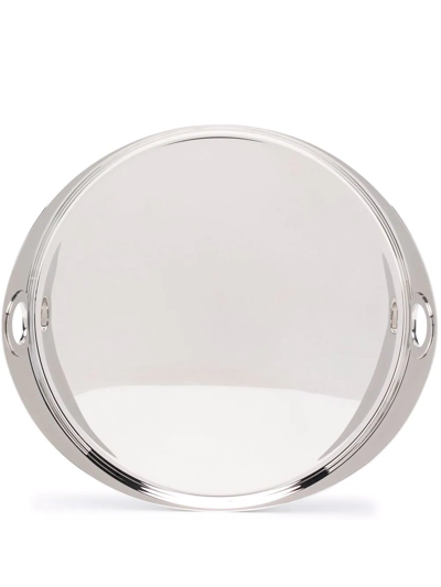 Shop Christofle Oh De  40cm Stainless Steel Round Tray In Silver