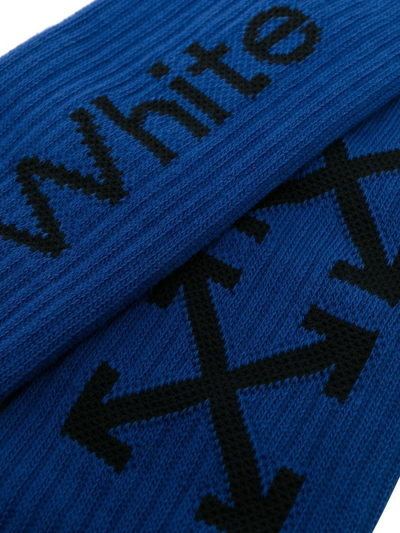 Shop Off-white Arrows Ribbed Socks In Blue