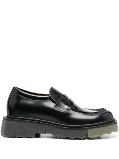 Shop Off-white Leather Sponge Loafers In Black