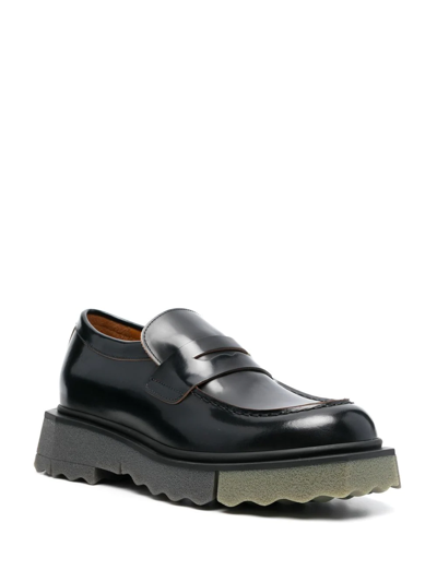 Shop Off-white Leather Sponge Loafers In Black