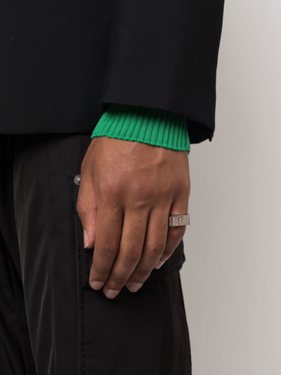 Off-White C/O Virgil Abloh Logo-Debossed Silver-Toned Brass Ring