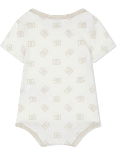 Shop Dolce & Gabbana Dg-logo Babygrow Set In Neutrals