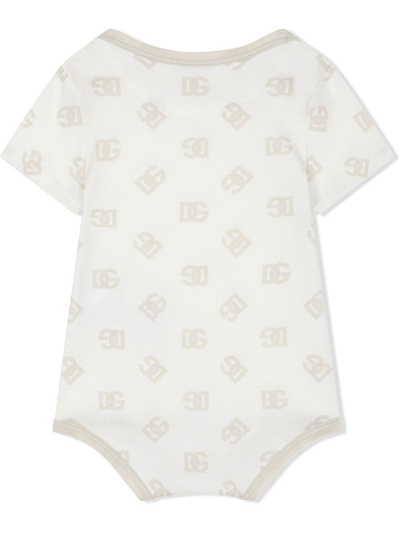 Dolce & Gabbana Dg Logo-print Bodysuit In Neutrals