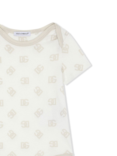 Shop Dolce & Gabbana Dg-logo Babygrow Set In Neutrals