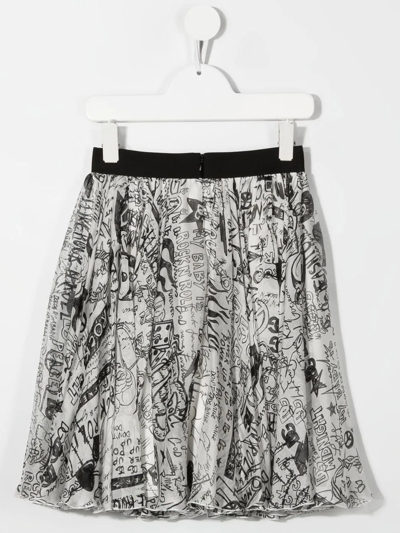 Shop Dolce & Gabbana Graffiti-print Chiffon Skirt In White
