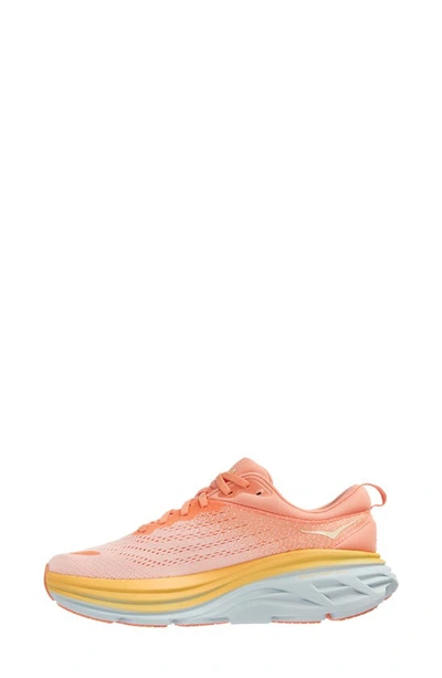 Shop Hoka Bondi 8 Running Shoe In Shell Coral / Peach Parfait
