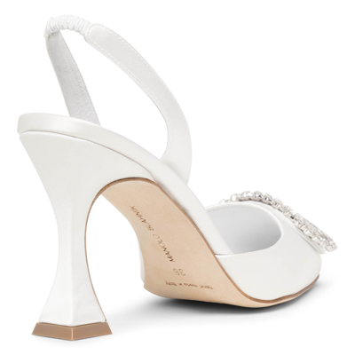 Shop Manolo Blahnik Prietasli 90 White Satin Slingback