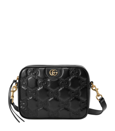 Shop Gucci Small Matelassé Leather Gg Camera Bag In Black