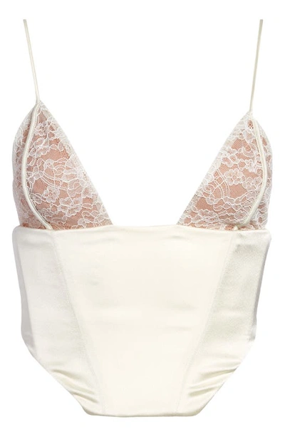 Shop House Of Cb Emilee Lace & Satin Corset In Ivory