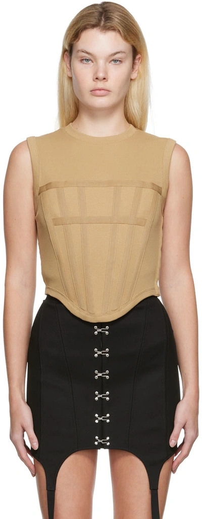 Dion Lee Ribbed Corset Tank Timber Beige In Sahara