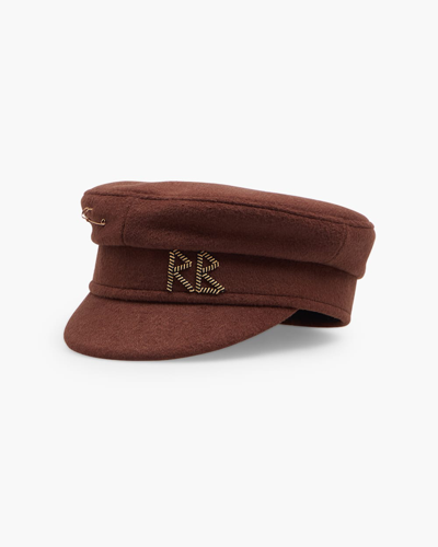 Shop Ruslan Baginskiy Safety Pin Wool Baker Boy Hat In Brown