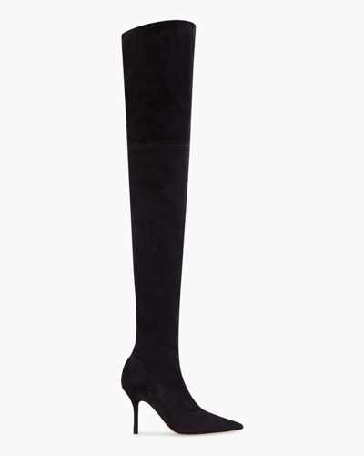 Shop Paris Texas Suede Mama Over-the-knee Boots In Black