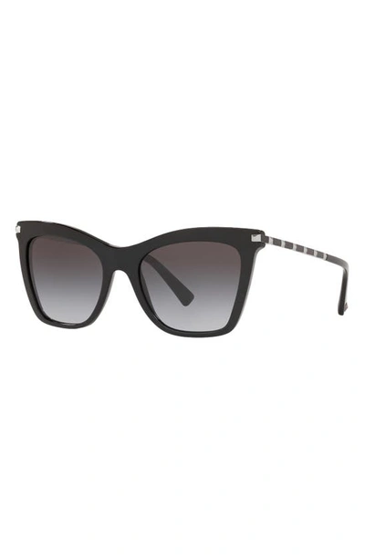 Shop Valentino 54mm Cat Eye Sunglasses In Black/ Grey Gradient