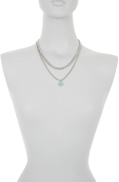 Shop Abound Round Stone Pendant Necklace In Turquoise- Silver