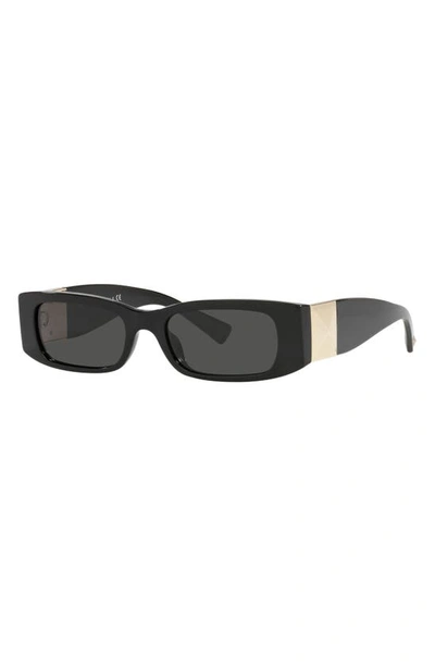 Shop Valentino 51mm Rectangle Sunglasses In Black/ Grey