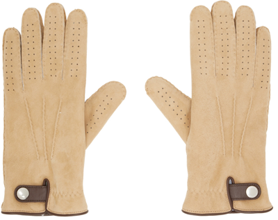 Shop Brunello Cucinelli Tan Shearling Gloves In C8422