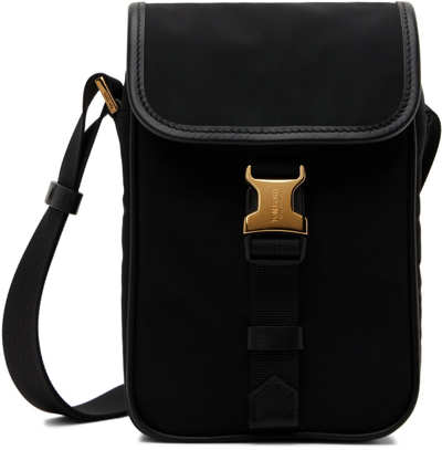 Shop Tom Ford Black Nylon Buckle Messenger Bag In U9000 Black