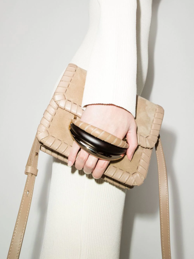 Chloé Kattie Whipstitched Suede Shoulder Bag In Neutrals