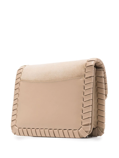 Chloé Kattie Whipstitched Suede Shoulder Bag In Neutrals
