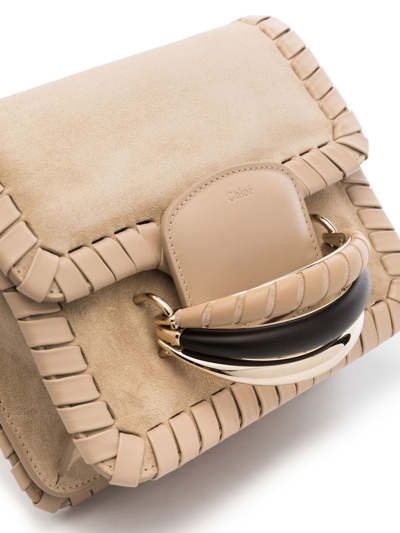 Chloé Kattie Whipstitched Suede Shoulder Bag In Neutrals