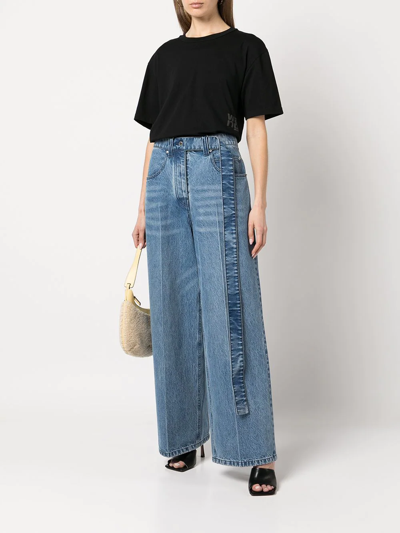 Alexander Wang Raver High-rise Belted Wide-leg Jeans In Blue
