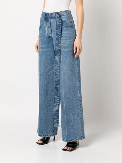 Alexander Wang Raver High-rise Belted Wide-leg Jeans In Blue