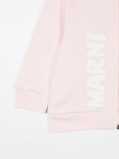 Shop Marni Logo Zipped Bomber Jacket In Pink