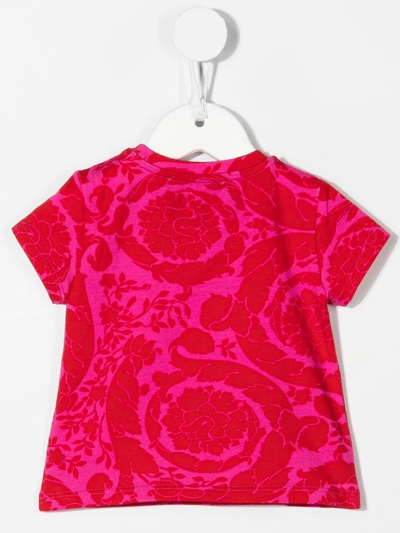 Shop Versace Barocco-print T-shirt In Pink