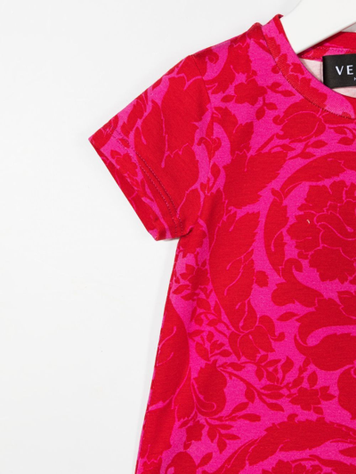 Shop Versace Barocco-print T-shirt In Pink