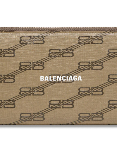 Shop Balenciaga Bb Monogram Coated Canvas Wallet In Brown