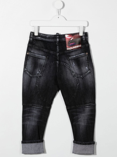 Dsquared2 Mid-rise Distressed-effect Jeans In Dq02
