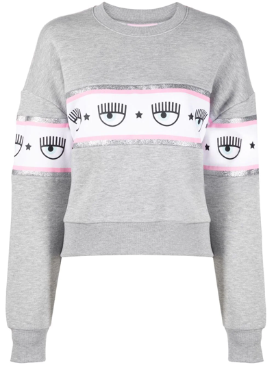 Chiara Ferragni Eye-printed Crewneck Sweatshirt In Grey | ModeSens