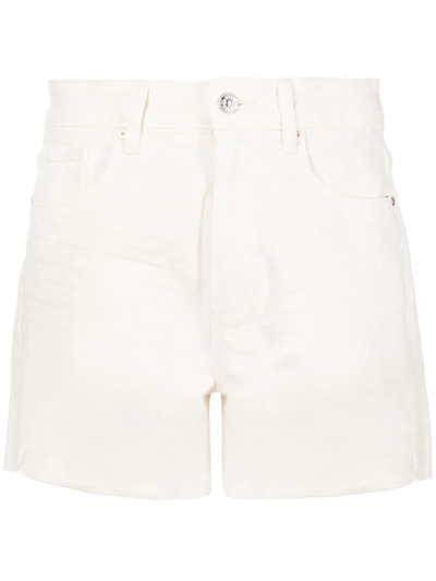 Shop Paige Dani Raw-cut Denim Shorts In White