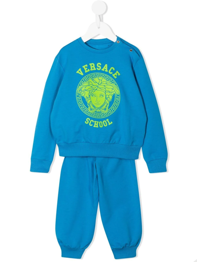 Shop Versace Medusa Print Tracksuit Set In Blue