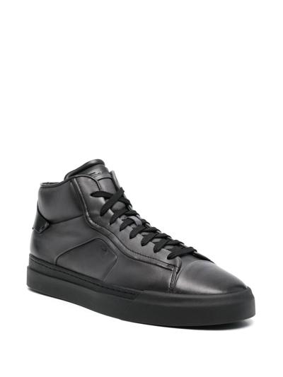 Shop Santoni High-top Lace-up Sneakers In Grey