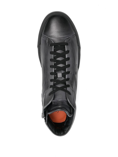 Shop Santoni High-top Lace-up Sneakers In Grey