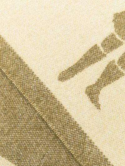 Shop Mackintosh Edinburgh Wool Logo Scarf In Green